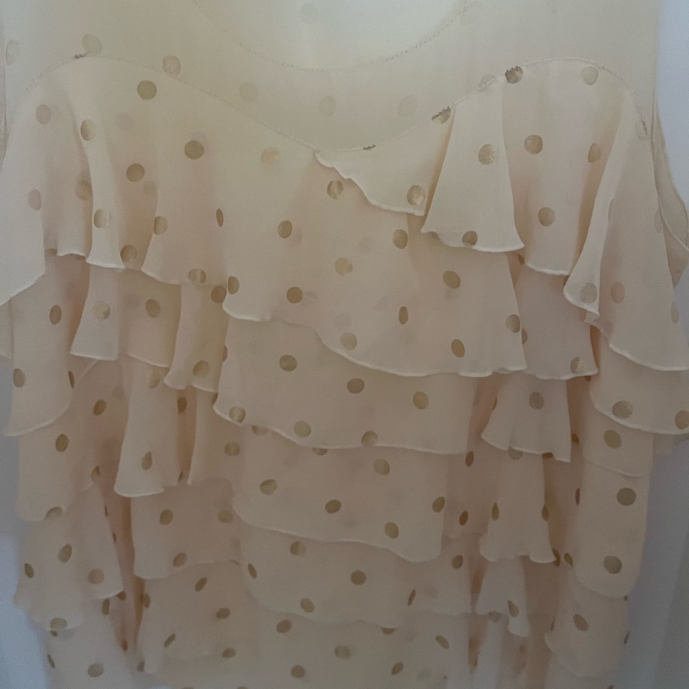Gold Polka Dot Ruffled Sleeveless Top - Picture 3 of 4